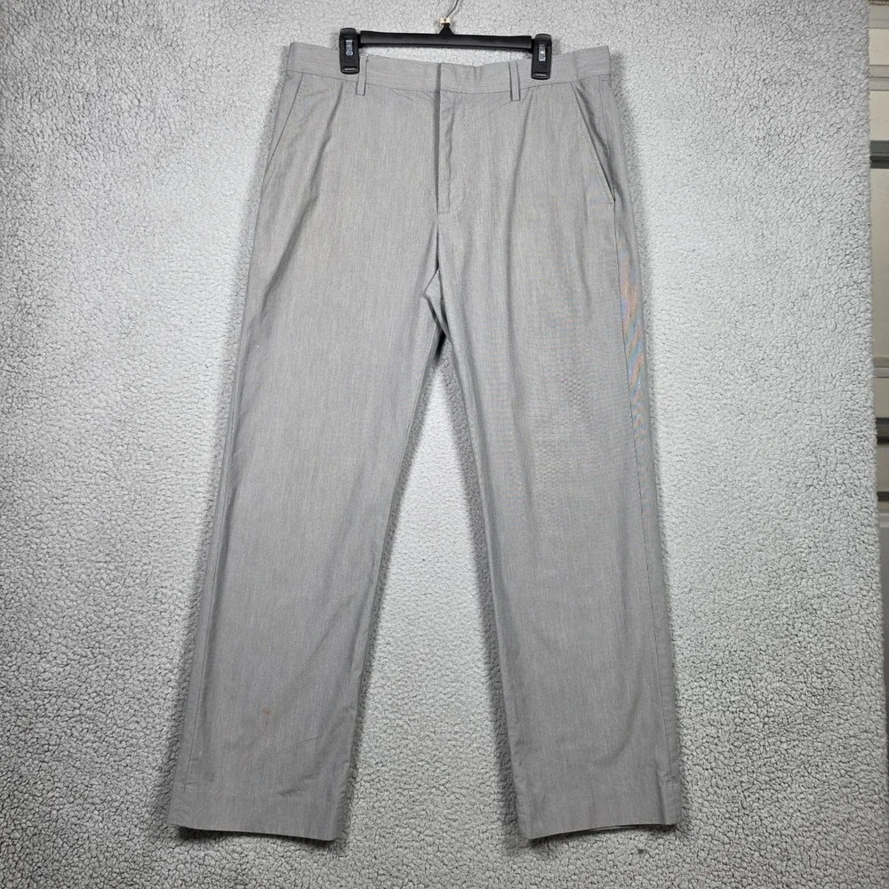 Banana Republic Pants Mens Size 34x32 Gray Pin Striped Straight Fit 100% Cotton